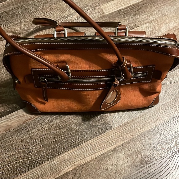 Dooney & Bourke double pocket tote. Good pre-owned condition. See photos. - Picture 2 of 6